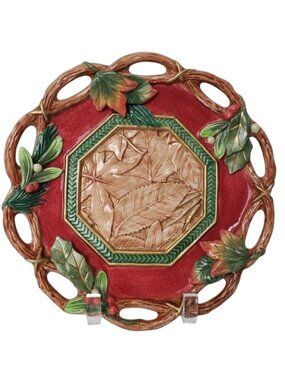 Vintage Fitz and Floyd Christmas Lodge Canapé Wall Decor Plate 10" Like New